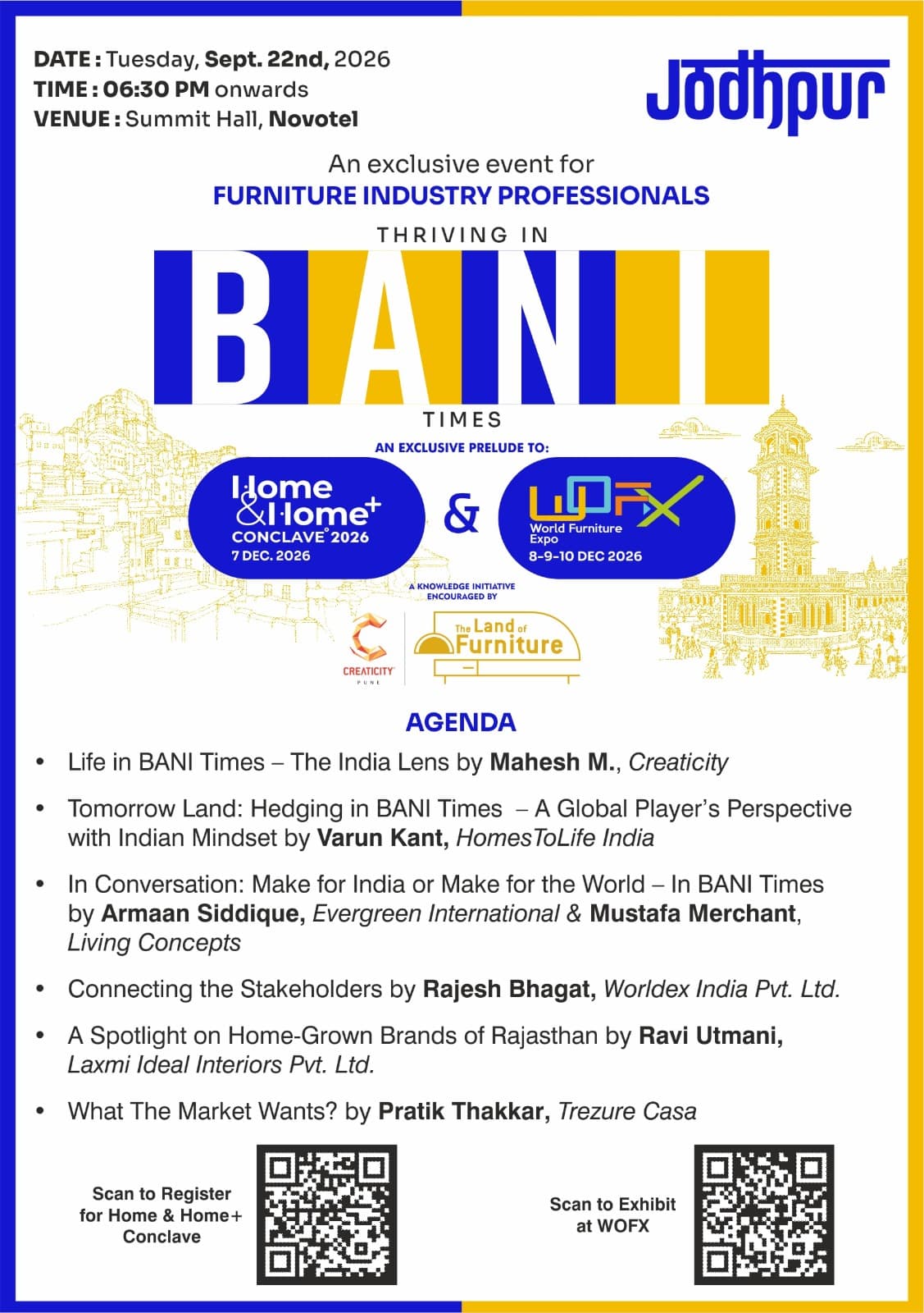 WOFX Jodhpur Conclave Agenda - Thriving in BANI Times
